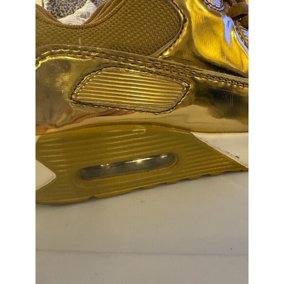 Gold Sneakers Womens Lace Up Sz 41 EU or Sz 10 US Sporty Shiny Party Festive - Picture 7 of 14